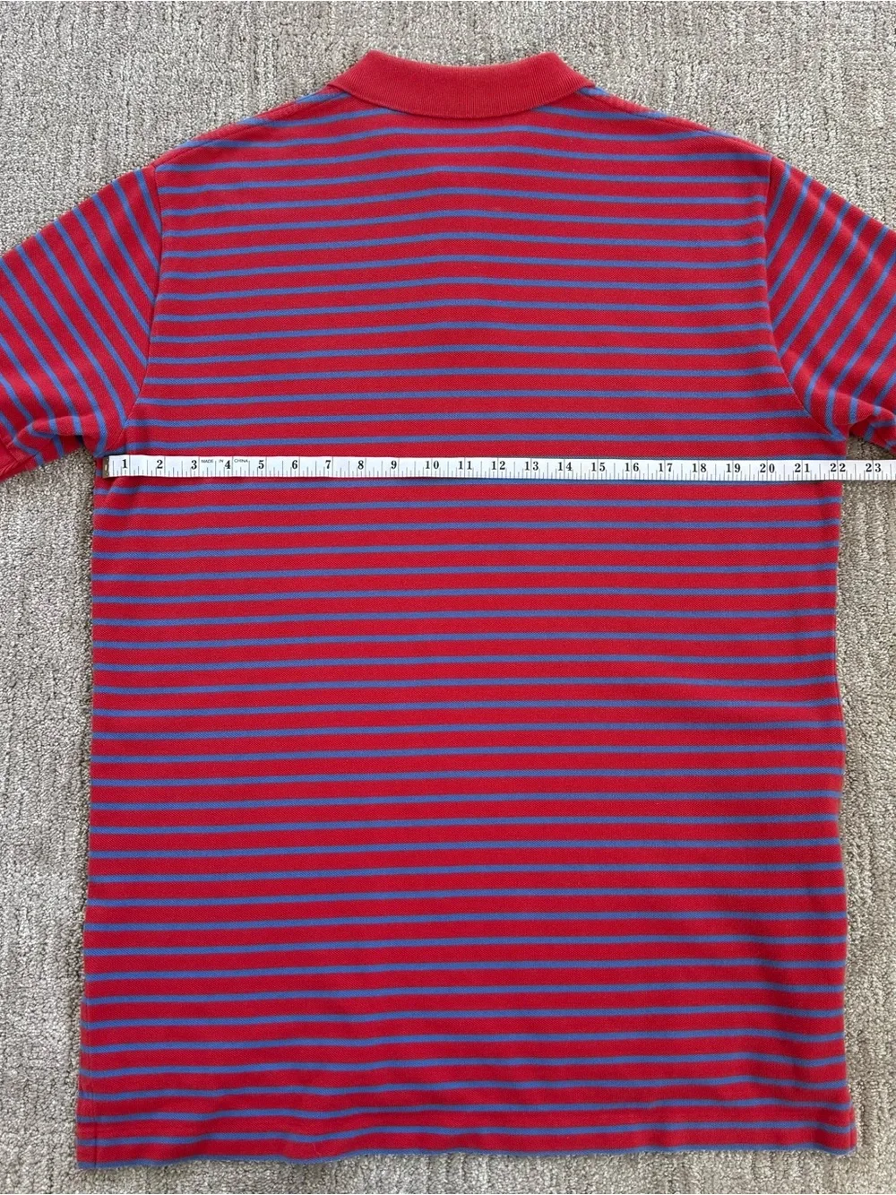 Ralph Lauren Men’s Polo Shirt - Red with Blue Stripe